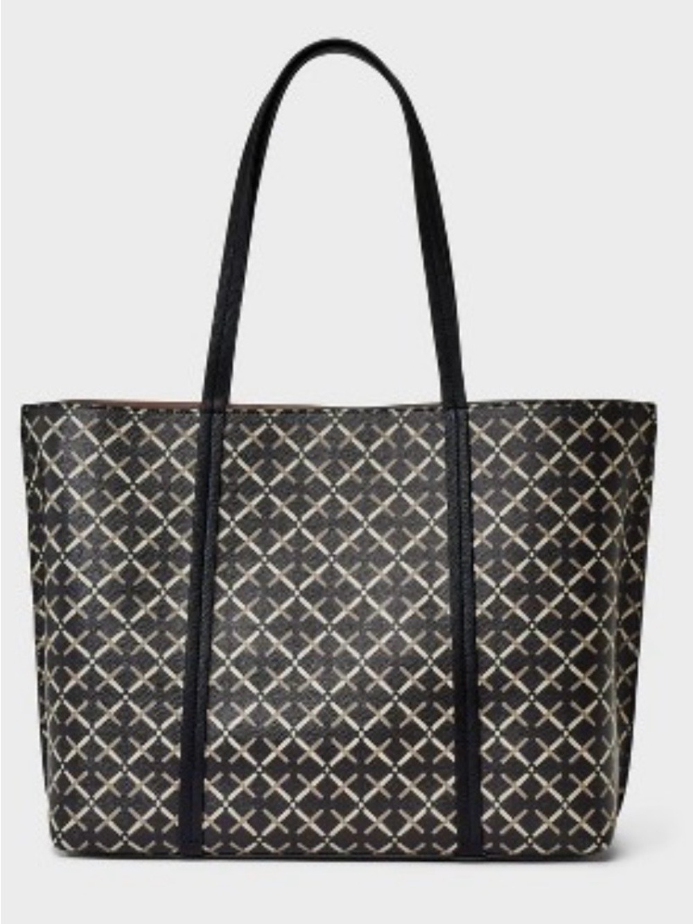 NWOT A New Day Large Travel Coated Tote Bag Black Geo Pattern